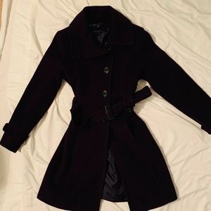 Anne Klein Purple Plum Wool Pea Coat Peacoat